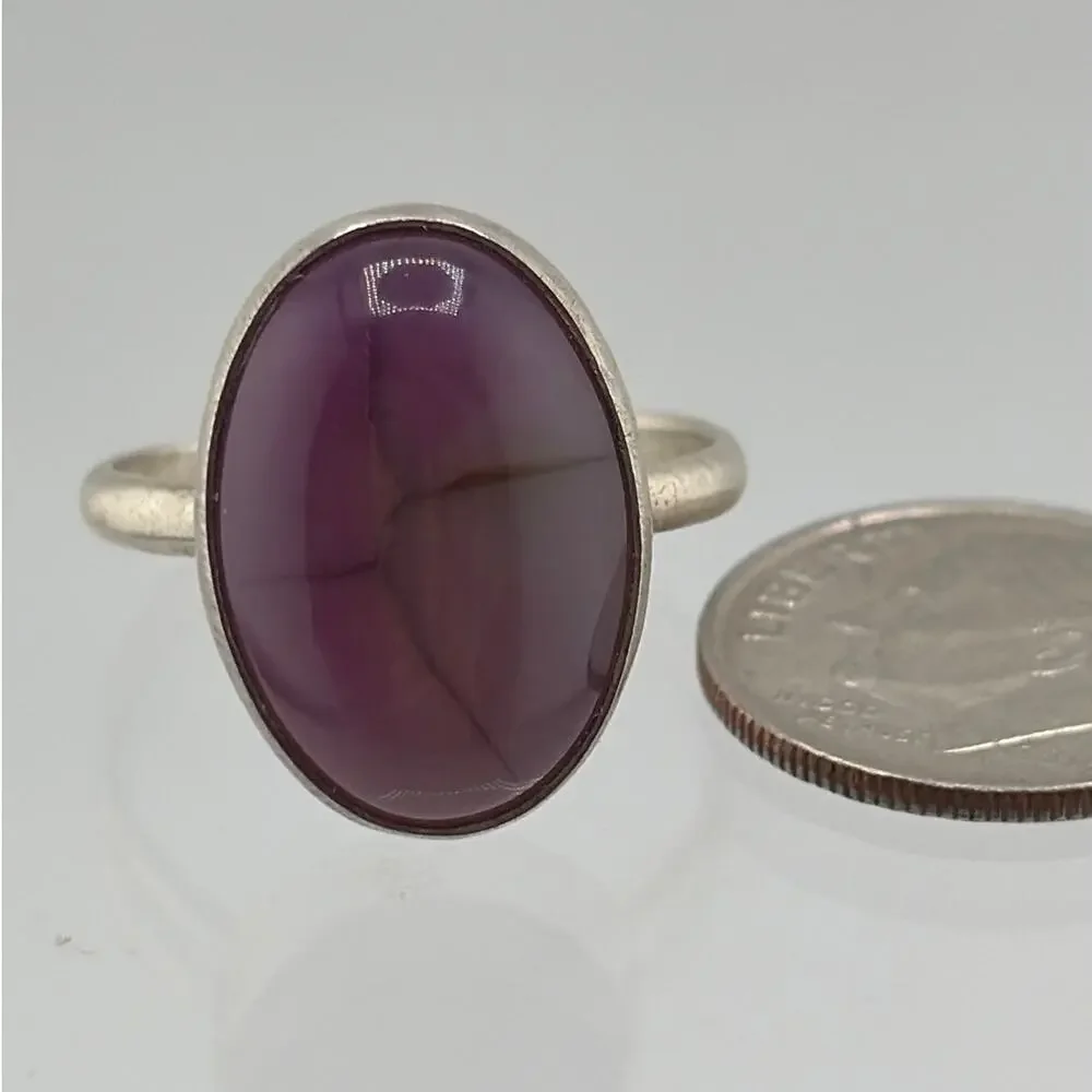 Oval Dragon Veined Agate Sterling Silver Ring Artisan Jewelry 8
